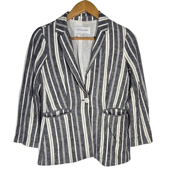 Cupcakes And Cashmere Linen Maestro Blazer Striped Nautical Coastal Yacht 4 - Picture 1 of 10